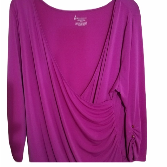 Lane Bryant Tops - Lane Bryant Fusia faux wrap shirt size 18/20